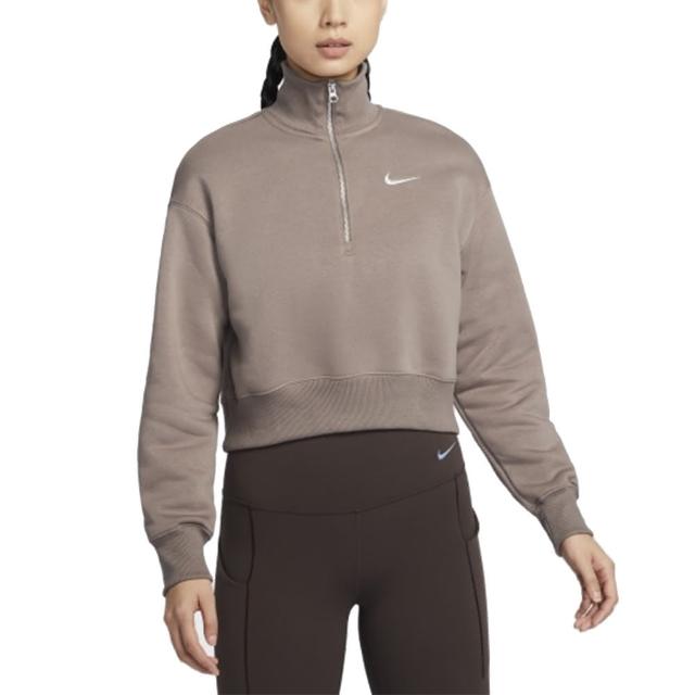 【NIKE 耐吉】運動 長袖上衣 AS W NSW PHNX FLC QZ CROP 女 - DQ5768233