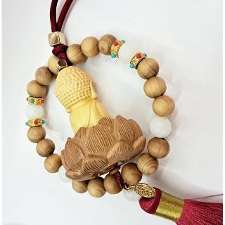 【十方佛教文物】佛陀蓮花{桃木}佛珠法寶掛飾(迴遮一切違緣)