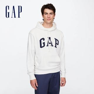 【GAP】男裝 Logo刺繡/印花帽T-灰白色(868460)