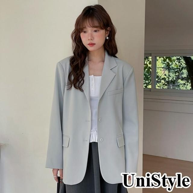 【UniStyle】長袖西裝外套 韓版清新歐妮風 女 EAW736B(淺藍西裝外套)
