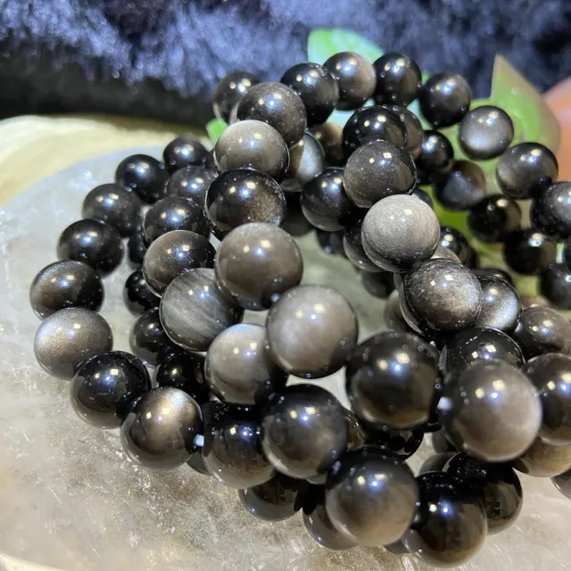 【Cozy 世界水晶原礦與茶】高品銀曜 10mm 28-2(幫助消除負能量)