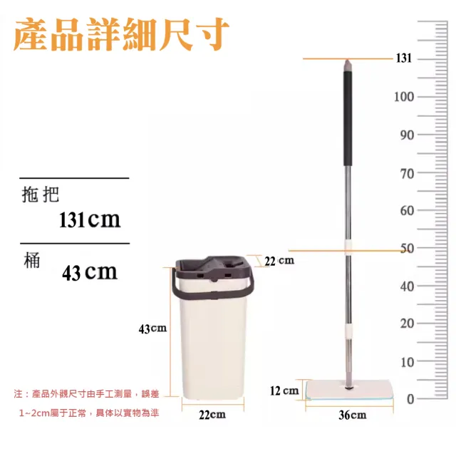 福利品 免手洗刮刮樂平板拖把水桶組(福利品/紫色/1桿/1桶/2布)
