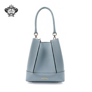 【Orobianco】義大利原廠真皮側背斜背兩用水桶包 藍色(O5294-A)