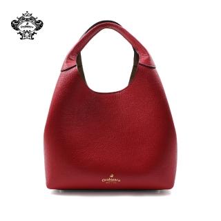 【Orobianco】義大利原廠真皮素面雙色兩用肩揹包 紅黑色(O5298-A)