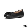 【FitFlop】DELICATO 柔軟紐結紋皮革芭蕾舞平底鞋-女(靚黑色)
