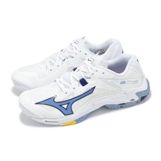 【MIZUNO 美津濃】排球鞋 Wave Lightning Z8 男鞋 白 藍 輕量 室內運動 羽排鞋 美津濃(V1GA2400-97)