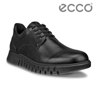 【ecco】GRUUV STUDIO M 樂步都會皮革休閒正裝鞋 男鞋(黑色 51231451052)