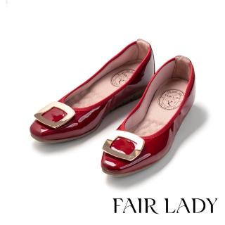 【FAIR LADY】我的旅行日記 金屬飾釦軟漆皮平底娃娃鞋(櫻桃、502996)