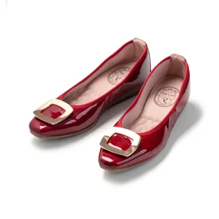 【FAIR LADY】我的旅行日記 金屬飾釦軟漆皮平底娃娃鞋(櫻桃、502996)