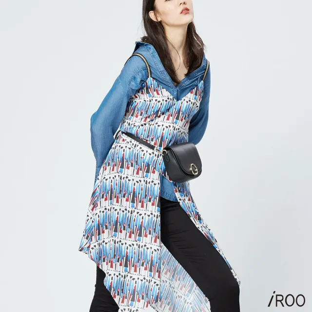 【iROO】印花不對稱背心