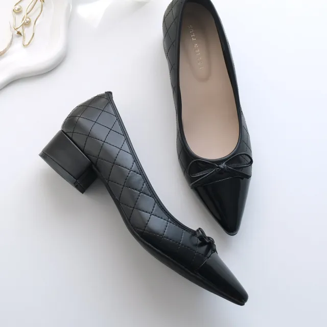 【AmiAmi】女款尖頭蝴蝶結高跟鞋 粗跟腳不痛｜單色 七色(CX2222)