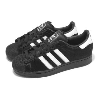 【adidas 愛迪達】休閒鞋 Superstar II W 女鞋 黑 白 馬毛鞋面 經典 貝殼頭 三葉草 愛迪達(JH9475)