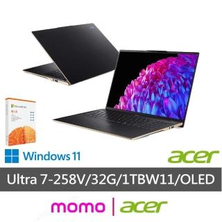 【Acer 宏碁】微軟M365組★16吋 Ultra 7 OLED AI筆電(Swift/SF16-51-75BA/Ultra 7-258V/32G/1T/W11/OLED)