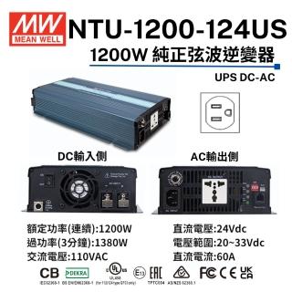 【MEAN WELL 明緯 全新原裝公司貨】NTU-1200-124US(1200W 正弦波 逆變器)