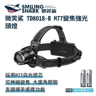 【微笑鯊】TD8018-B M77變焦強光頭燈(頭戴式頭燈 釣魚燈 夜釣燈 充電頭燈 工作頭燈 露營燈 登山 戶外照明)