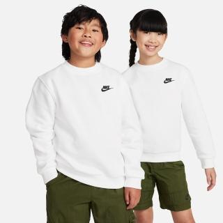 【NIKE 耐吉】長袖上衣 童裝 大童 男女童 大學T 磨毛 K NSW CLUB FLC CREW LS LBR 白 FD3006-100