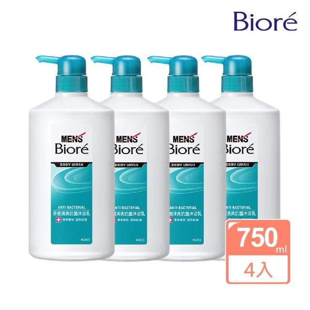 【MENS Biore】男性專用茶樹清爽沐浴乳 茶樹清爽(750ml 4入組)