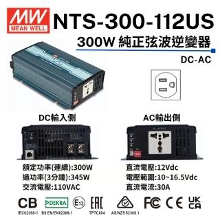 【MEAN WELL 明緯 全新原廠公司貨】NTS-300-112US(MW明緯 300W 正弦波DC-AC 逆變器)