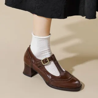【WYPEX】現貨+預購 氣質T字高跟真皮瑪莉珍鞋 女鞋跟鞋皮鞋(2色)