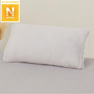 【NITORI 宜得利家居】吸濕發熱 法蘭絨伸縮枕套 N WARM N608 GY(吸濕發熱 枕套)