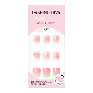 【DASHING DIVA】MAGICPRESS 薄型經典美甲片_綻放時刻(免照燈 酪梨綠 小白花)