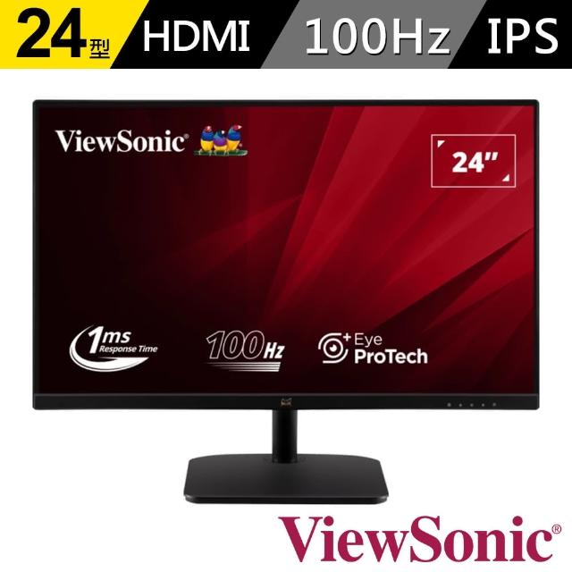 【ViewSonic 優派】VA2432-MH 24型 IPS FHD 100Hz窄邊框螢幕(HDMI/VGA/零閃屏/窄邊框/抗藍光/1ms)