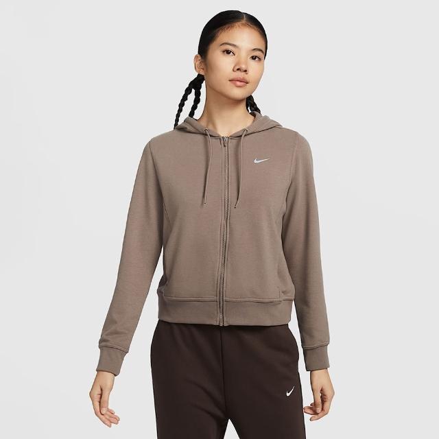 【NIKE 耐吉】外套 女 運動連帽外套 毛圈布 AS W NK ONE DF FZ HOODIE LBR 棕 FB5199-233