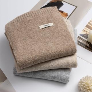 【KT DADA】保暖圍巾 搭配神器 韓國圍巾 針織圍巾 羊毛圍巾 奶茶色圍巾 素色圍巾 發熱圍巾