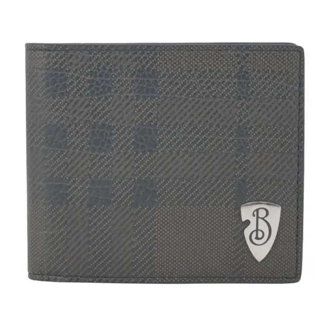 【BURBERRY 巴寶莉】盾形格紋小牛皮對開8卡短夾(咖啡)