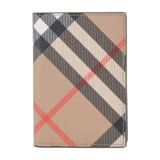 【BURBERRY 巴寶莉】新款格紋對開卡片夾(沙色)