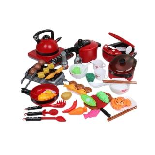 【孩子國】模擬多功能聲光廚房玩具59PCS套組/餐廚烹飪燒烤家家酒玩具