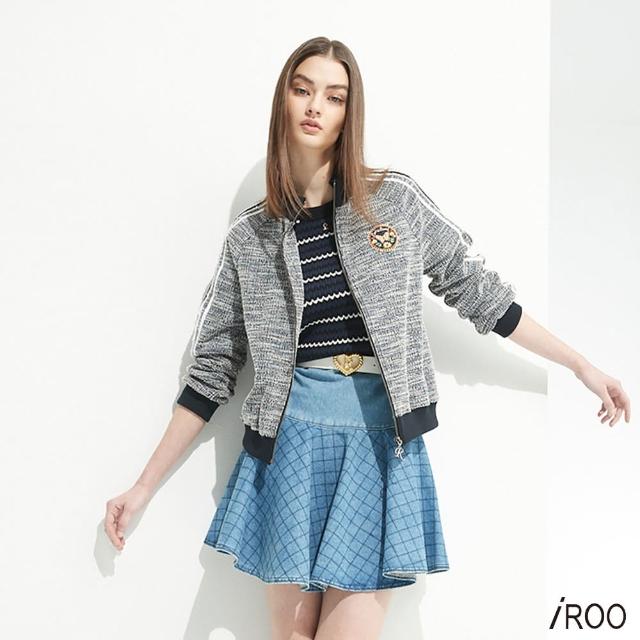 【iROO】偽花呢紗棒球外套