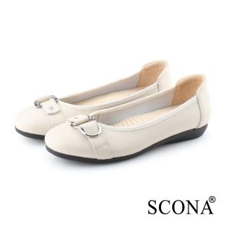 【SCONA 蘇格南】全真皮 優雅舒適娃娃鞋(米色 31235-2)