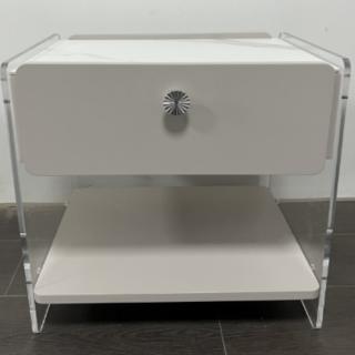 【Taoshop 淘家舖】QY -現代簡約白亞克力+實木抽邊櫃 QY-CTG41(54*40*48cm)