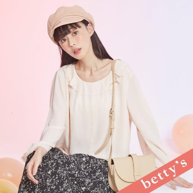 【betty’s 貝蒂思】造型壓褶領片雪紡上衣(米色)