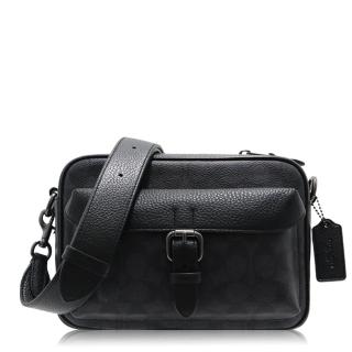 【COACH】經典 PVC / 小款 / 斜揹包(黑灰)