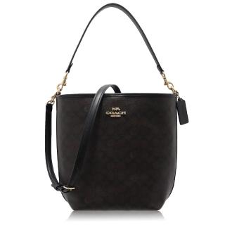 【COACH】經典 PVC / 水桶 大款 / 兩用 斜揹包(深咖啡)
