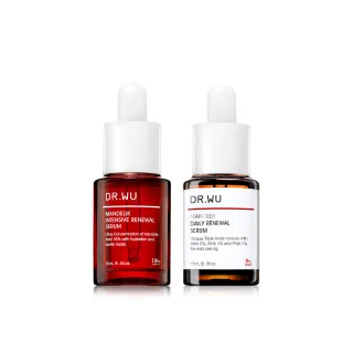 【DR.WU 達爾膚】黃金雙重杏仁酸煥膚組(杏仁酸精華18% 15ML+杏仁酸精華8% 15ML)