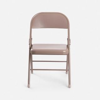 【特力屋】全鐵製橋牌折疊椅 燕麥奶色(霧面烤漆 椅腳結構加固升級)