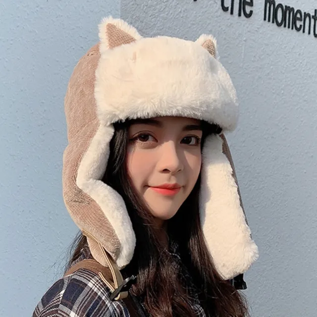 【橘魔法】尖尾貓耳朵拼接毛絨雷鋒帽(護耳帽 帽子 大童 中性款 女童 男童 兒童 親子款 寒流)