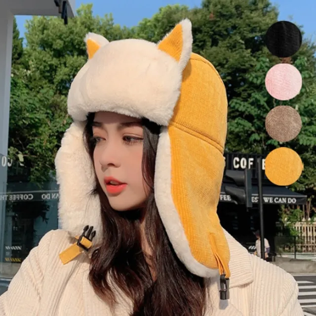 【橘魔法】尖尾貓耳朵拼接毛絨雷鋒帽(護耳帽 帽子 大童 中性款 女童 男童 兒童 親子款 寒流)