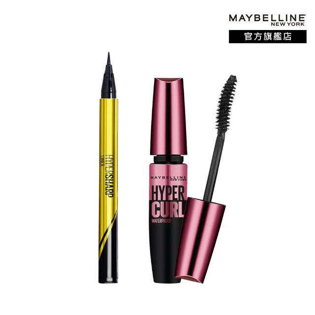 【MAYBELLINE 媚比琳】防水濃密大眼明星組(超激細眼線液+濃捲風睫毛膏)