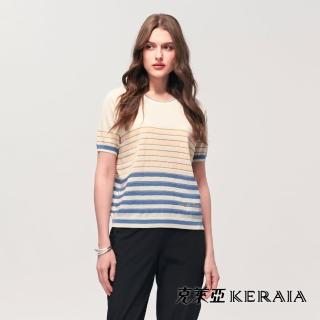【KERAIA 克萊亞】皇家海洋條紋針織短袖上衣