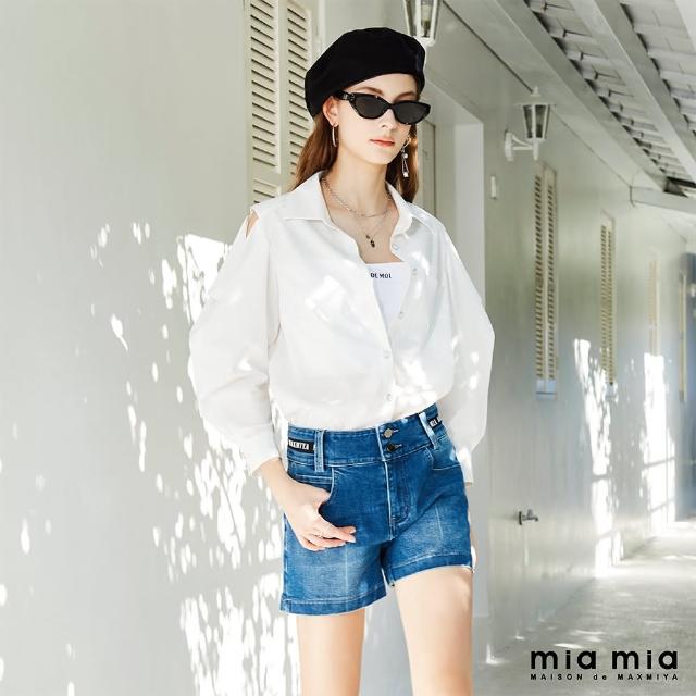 【mia mia】撞色飾帶水洗牛仔短褲