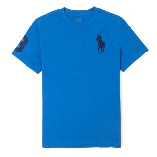 【RALPH LAUREN】RL POLO 經典刺繡大馬素面短袖T恤-青年款-寶藍色(平輸品/素T/短T/可男女穿搭)