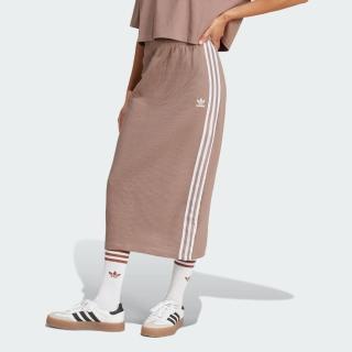 【adidas 愛迪達】長裙 女 運動裙 三葉草 亞規 KNITTED SKIRT 奶茶 JD4606