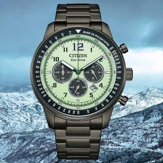 【CITIZEN 星辰】Chronograph 夜光型者飛行風格三眼計時光動能男錶/44mm(CA4507-84X)