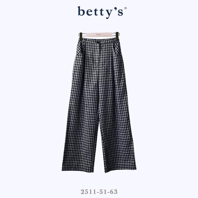 【betty’s 貝蒂思】知性格紋鬆緊腰寬褲(黑色)