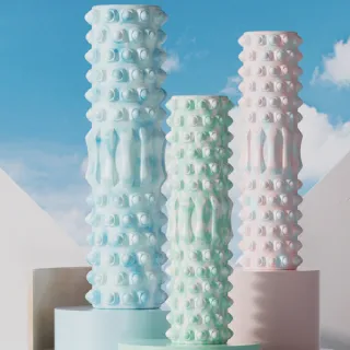 【MUAN】專業按摩泡沫軸 3D浮點按摩滾筒 空心瑜伽柱 按摩滾輪 狼牙棒(45*13cm)