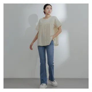 【MO-BO】華夫格拼接棉質傘襬上衣